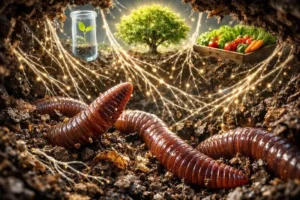 Макросъемка работы червей-старателей по созданию биогумуса в почве