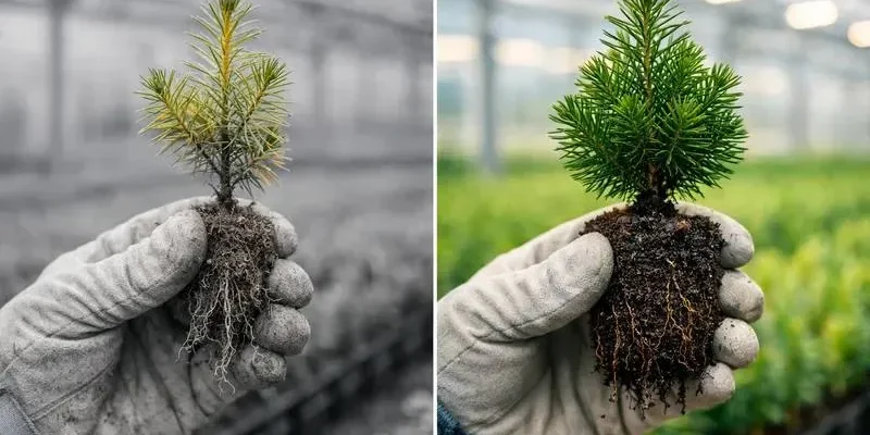 Биогумус для питомников: визуальное сравнение качества саженцев