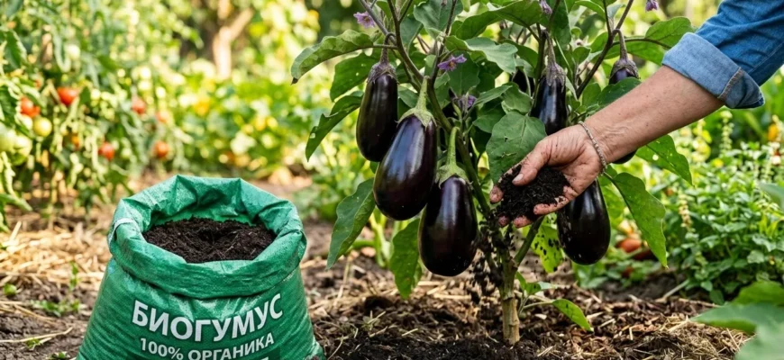 баклажаны на кусте и биогумус