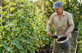 огородник с ведром биогумуса