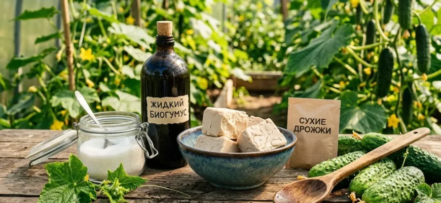 огурцы и ингредиенты для подкормки