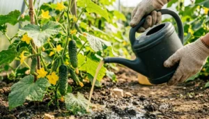 полив огурцов под корень биогумусом с дрозжами