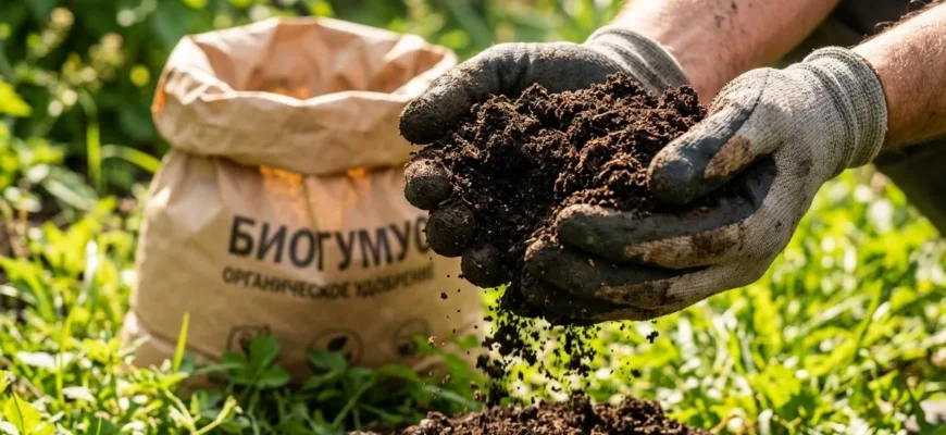 руки с настоящим биогумусом