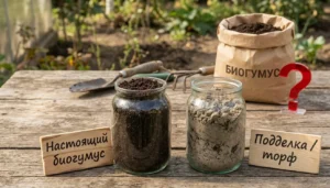 сравнение настоящего биогумуса и подделки