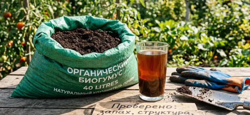 зелёный мешок биогумуса и проверка качества